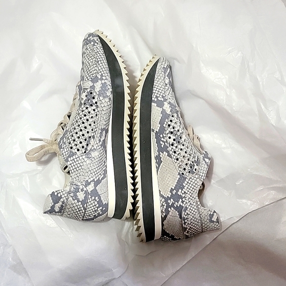 Pedro Garcia Omega Python Sneakers Lace Up Platform Lug Sole Perforated Chalk - Picture 6 of 11